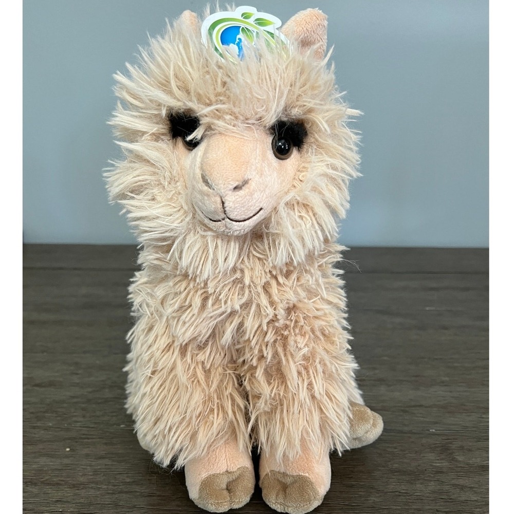 Wild Republic Alpaca Plush Stuffed Animal Tan Shaggy Fur Ecokins NWT Llama Toy